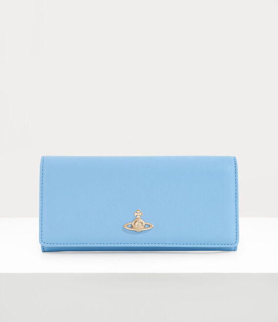 Vivienne Westwood Saffiano Classic Credit Card Wallet in LIGHT BLUE